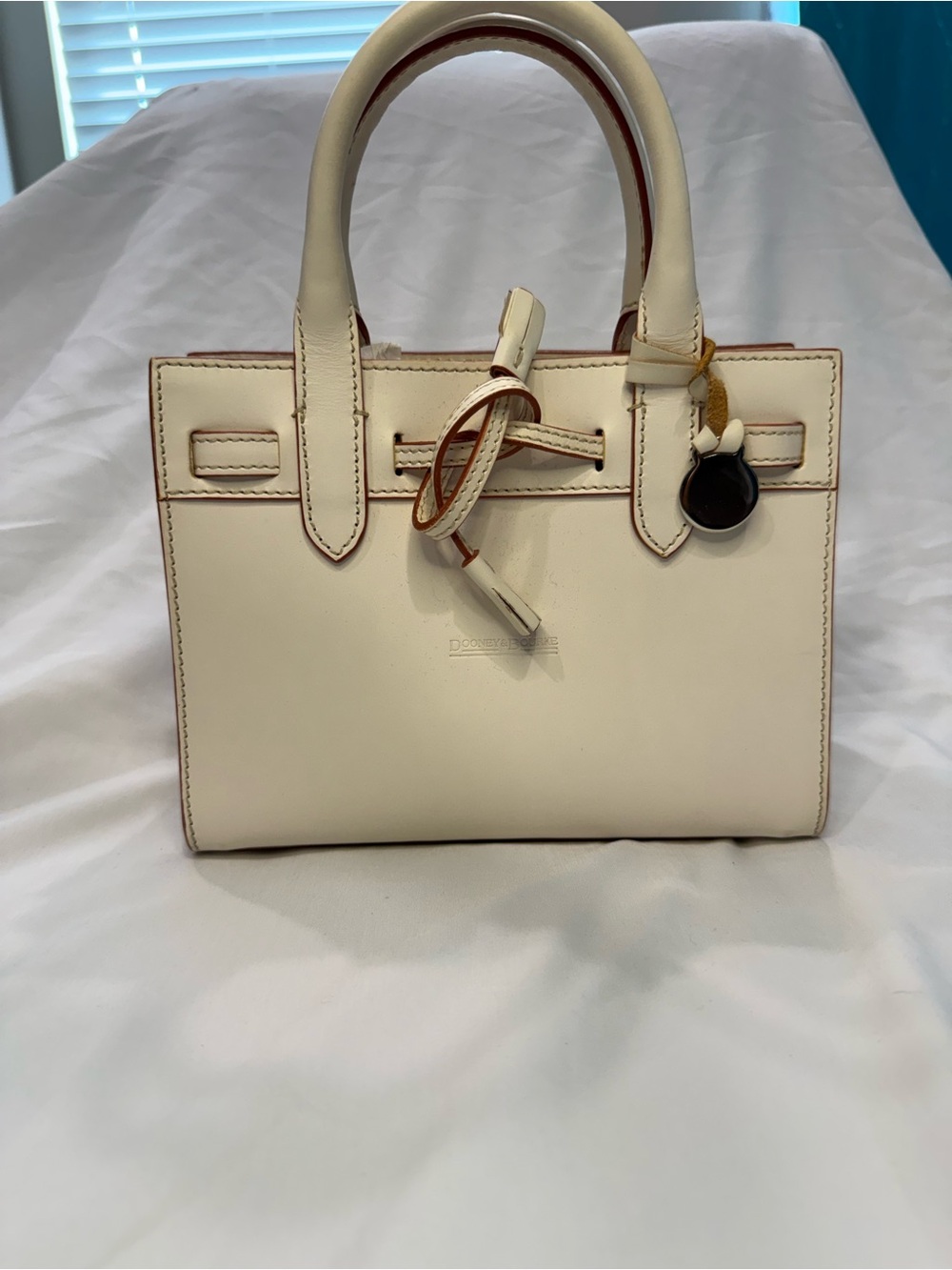 Dooney & Bourke Cream Leather Top-Handle Satchel